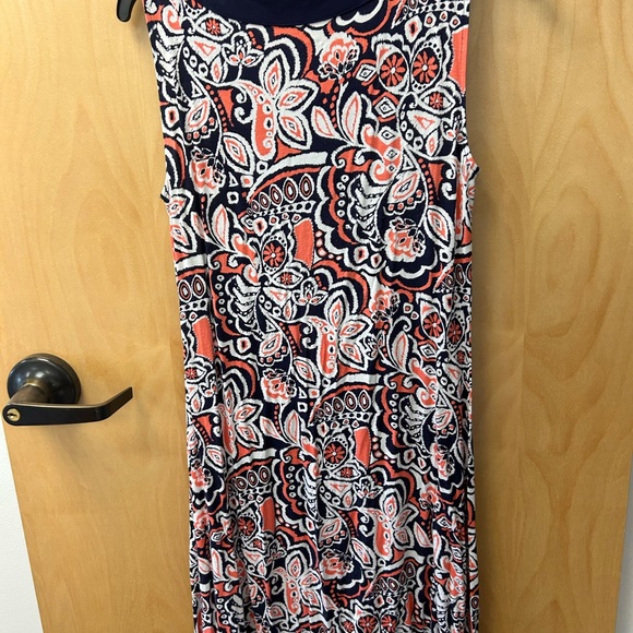 St John’s Bay navy blue and coral floral sundress small - Picture 2 of 4
